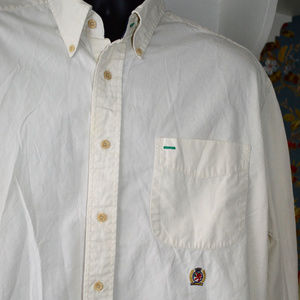 Vtg Tommy Hilfiger Button Front Shirt White Lion